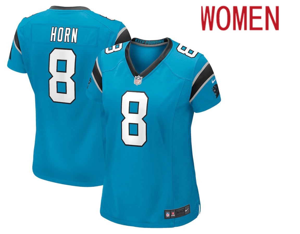 Women Carolina Panthers #8 Jaycee Horn Nike Blue Game Player NFL Jersey